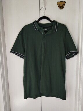 Primark Dark Green Polo with Navy & White Trim